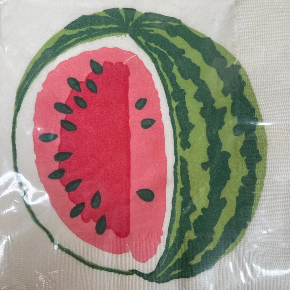Vintage Haut‎ Papier Watermelon Fruit Beverage Napkins 16 Count Cute Retro